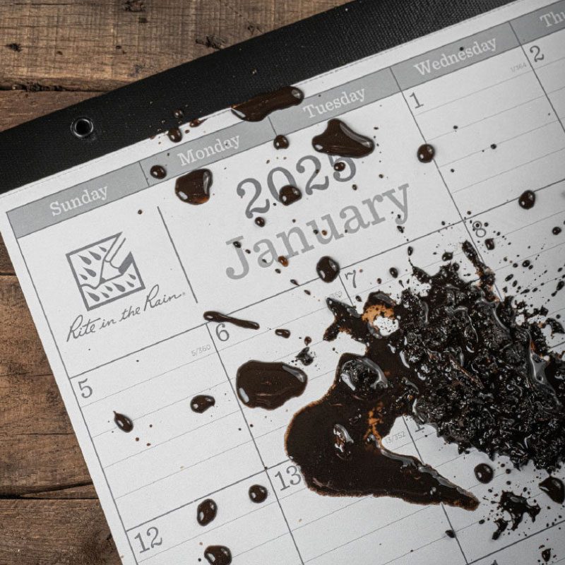 Image of desk Calendar with mud splat