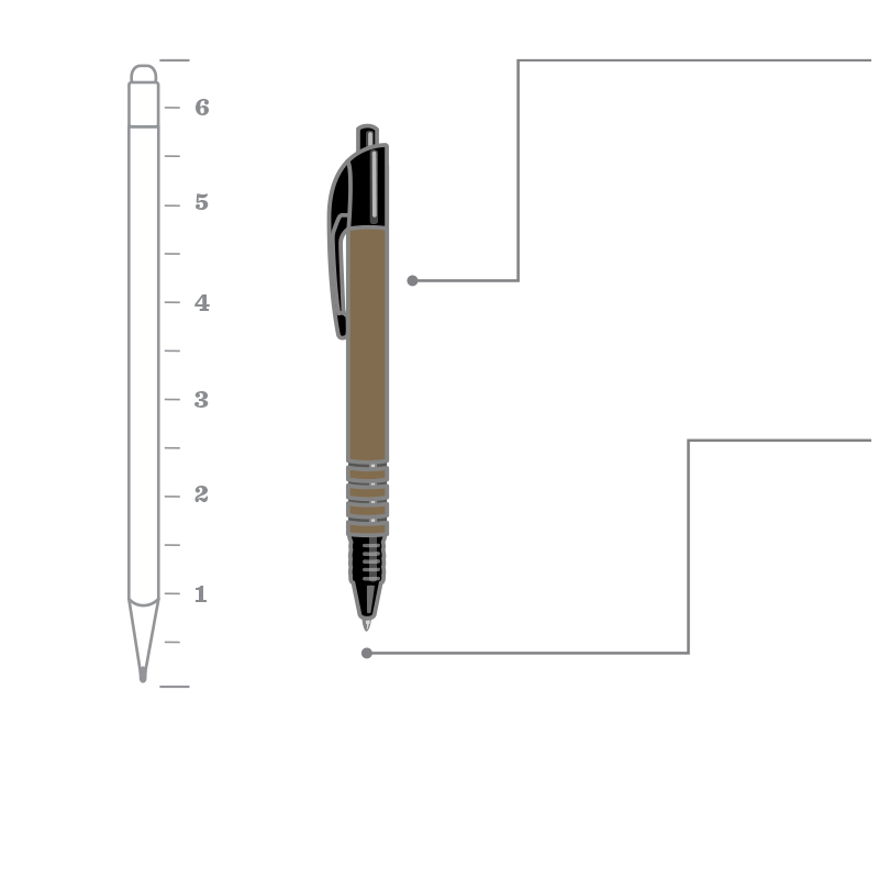 Rite in The Rain FDE97 All-Weather Metal Clicker Pen, Black Ink